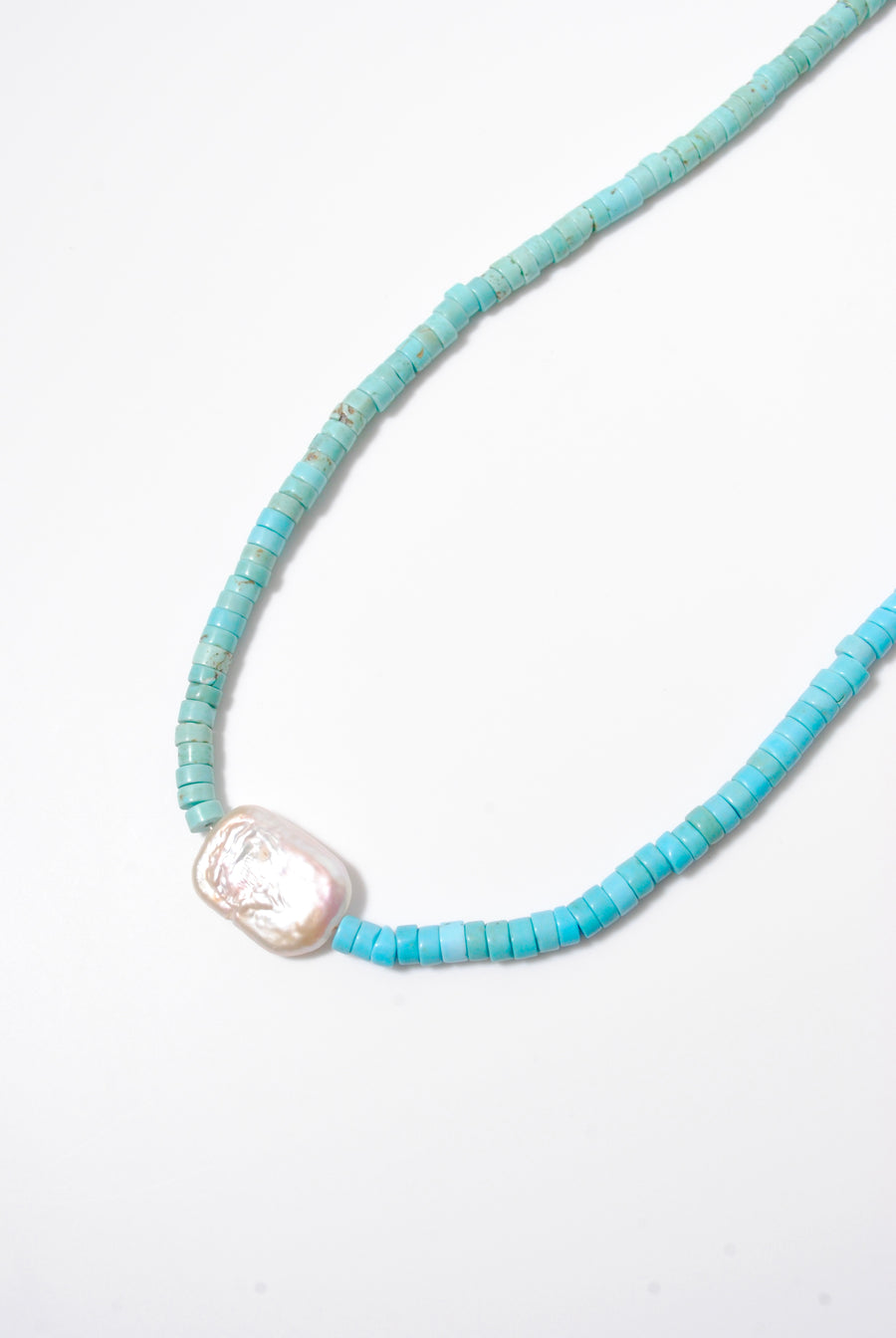 (マグネサイトターコイズ_パール) 2way playful rosary necklace