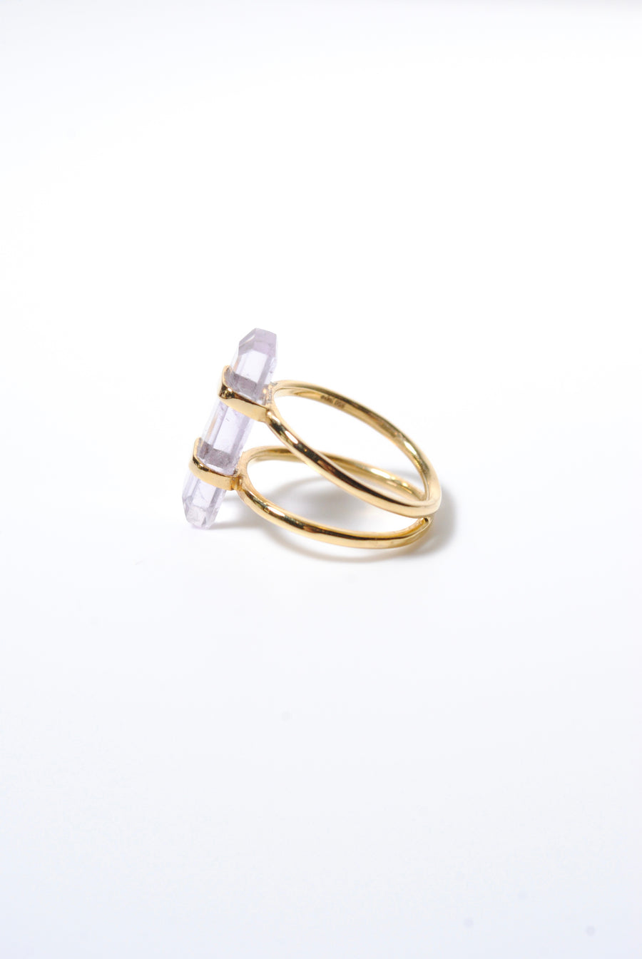 (Pink amethyst/gold) rect bandage ring