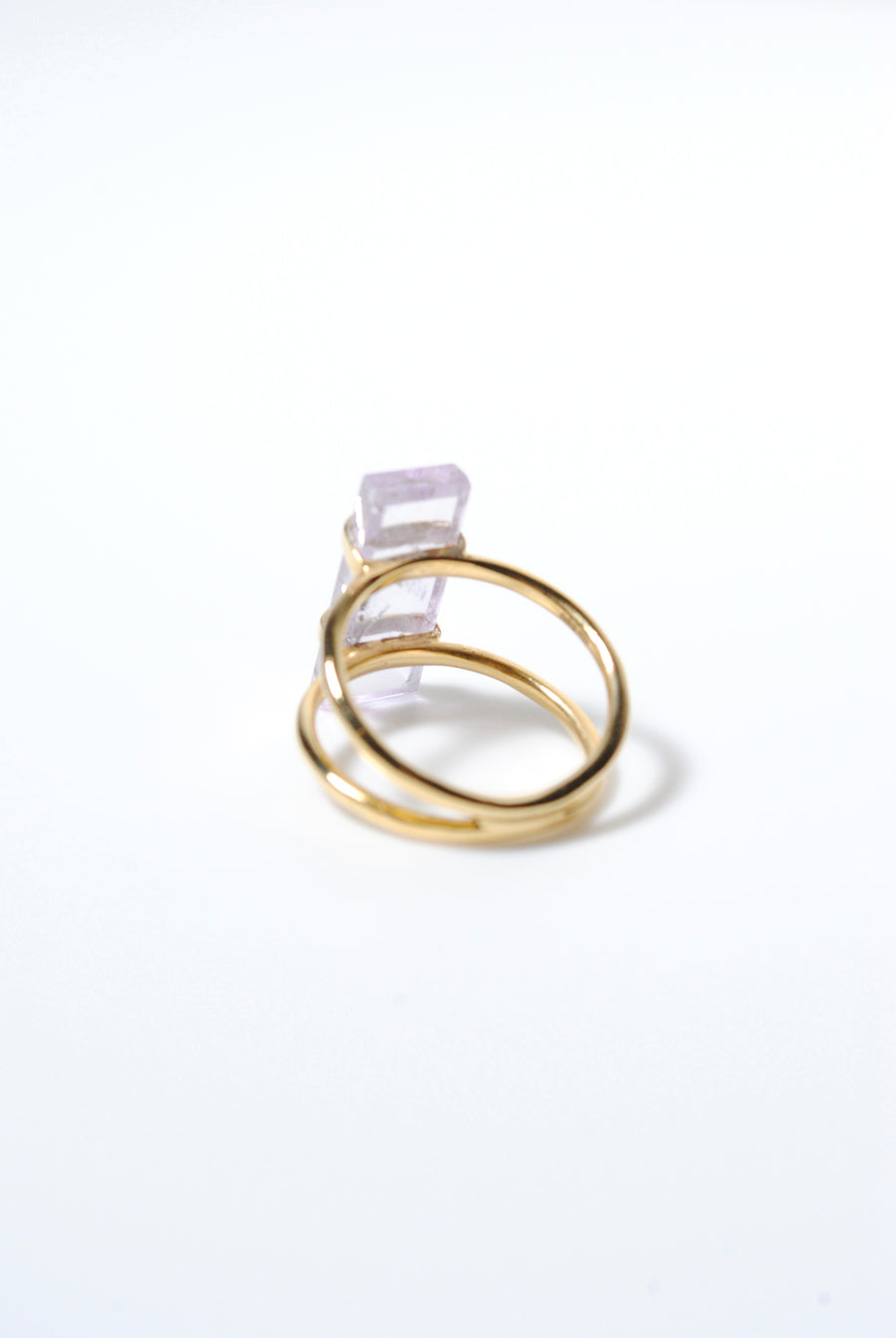 (Pink amethyst/gold) rect bandage ring