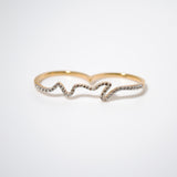 (モアサナイト/gold）handwritten double finger ring