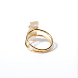 (ゴールデンルチルインクオーツ/) rect bandage ring
