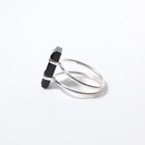 (ブラックオニキス/silver) rect bandage ring