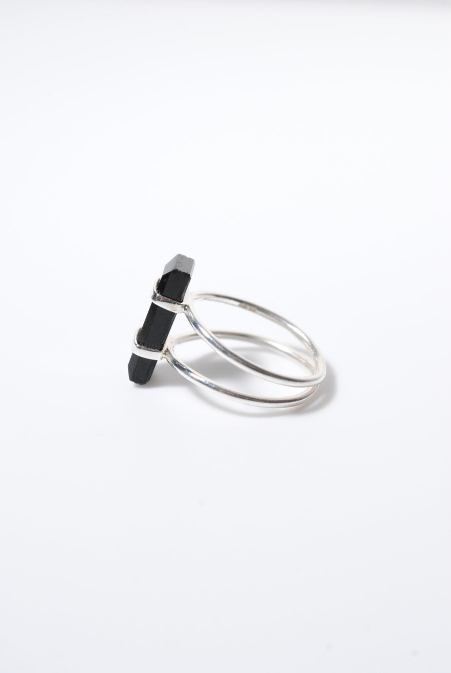 (Black onyx/silver) rect bandage ring