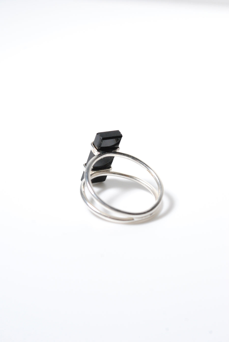 (Black onyx/silver) rect bandage ring