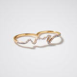 (モアサナイト/gold）handwritten double finger ring