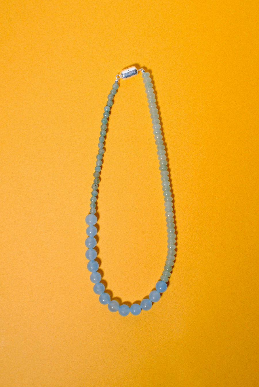 (グリーンアベンチュリン_ブルーカルセドニー) 2way playful rosary necklace