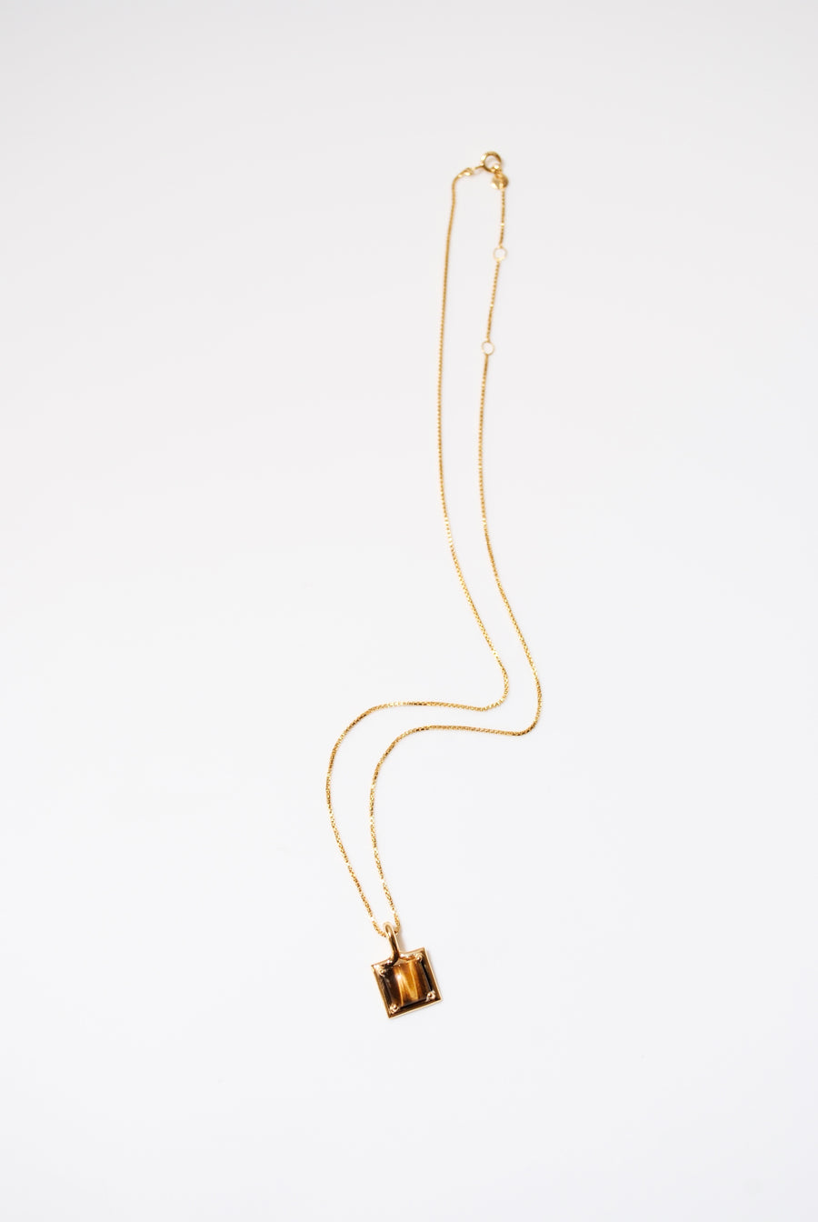 (タイガーアイ/gold) rope around-square- necklace