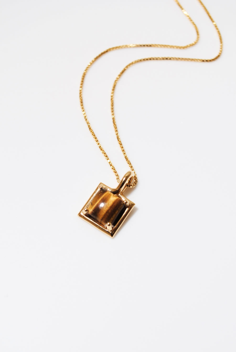 (タイガーアイ/gold) rope around-square- necklace