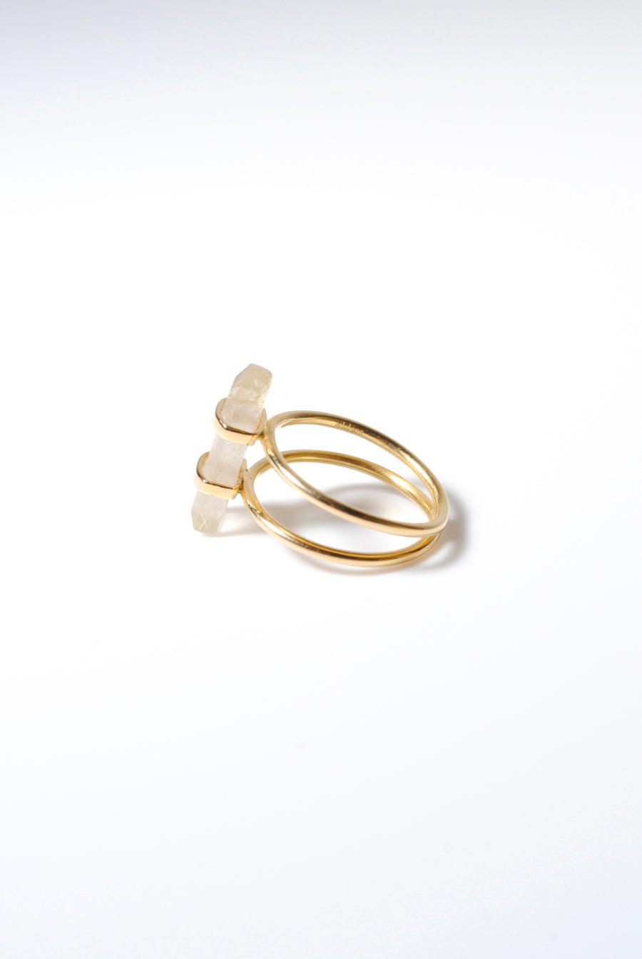 (Golden rutilated quartz) rect bandage ring