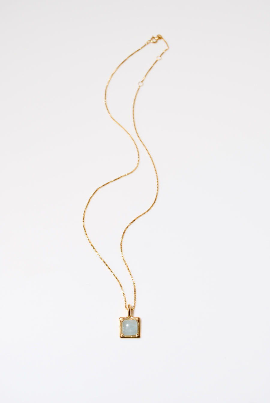 (ミルキーアクアマリン/gold) rope around-square- necklace