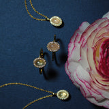 (プレナイト/gold) hemisphere bril oval ring