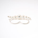 (パール/ silver ) waving pearl double finger ring
