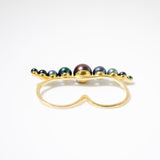 (ブラックパール/ gold ) waving pearl double finger ring