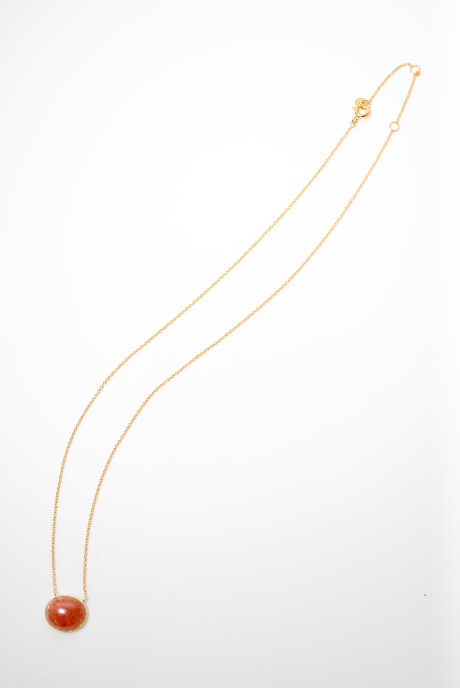 (サンストーン/gold) oval flower CAB  necklace