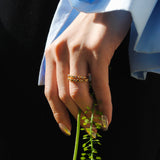 (レインボームーンストーン&ラベンダーアメジスト＆ブルートパーズ/gold) dot half eternity ring