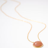 (ピーチムーンストーン/gold) oval flower CAB  necklace