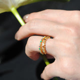 (ガーネット&シトリン＆ペリドット/gold) dot half eternity ring