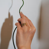 (ブラックオニキス&ラブラドライト/gold) dot half eternity ring