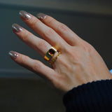 (ガーネット&シトリン＆ペリドット/gold) dot half eternity ring