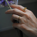 (ブラックオニキス&ラブラドライト/gold) dot half eternity ring