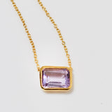 (ピンクアメジスト/gold) octagon tile necklace