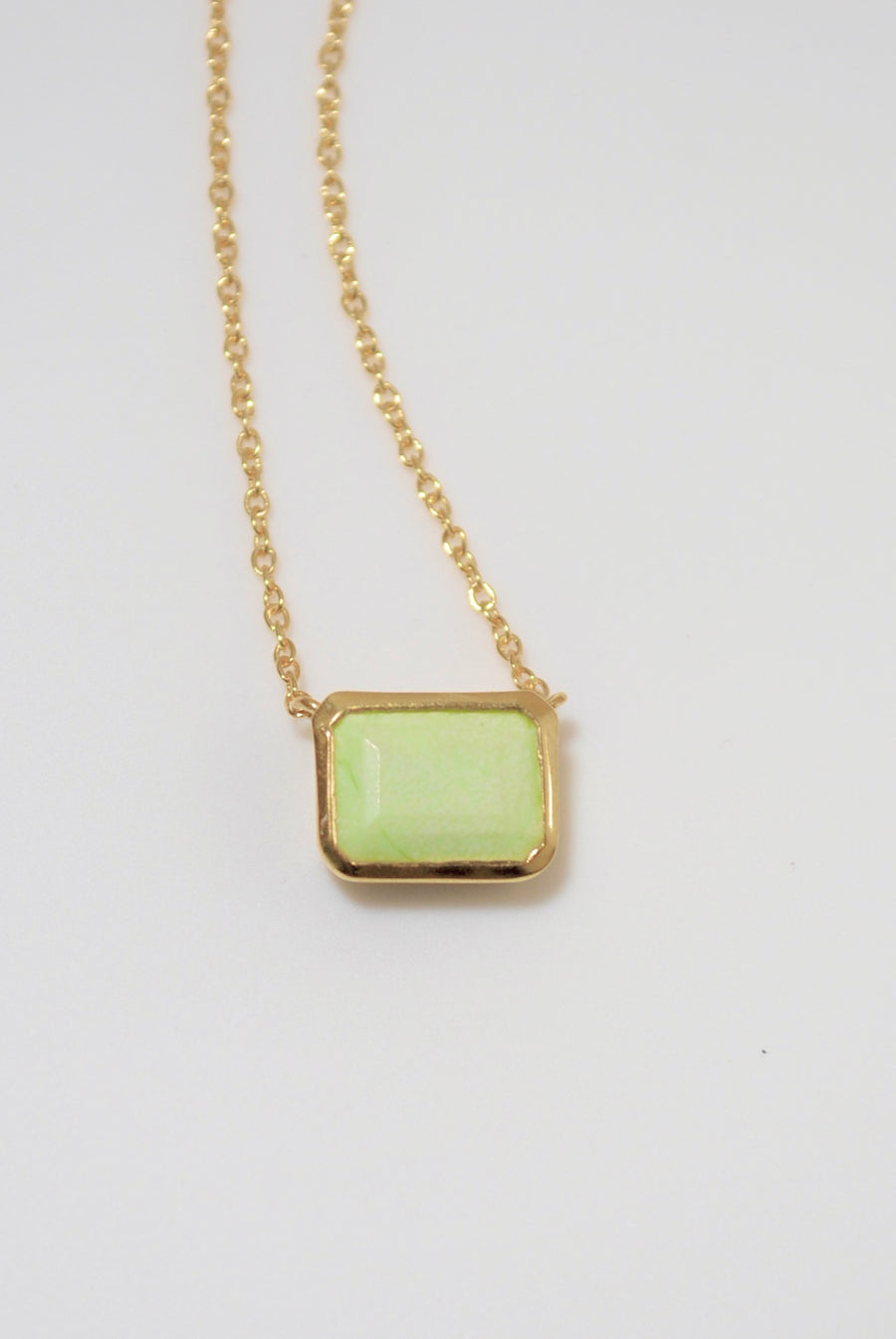 (レモンクリソプレーズ/gold) octagon tile necklace