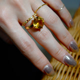 (ガーネット&シトリン＆ペリドット/gold) dot half eternity ring