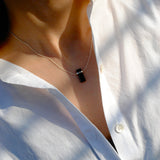 (ブラックオニキス/silver) rect bandage necklace