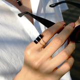 (ブラックオニキス/silver) rect bandage necklace