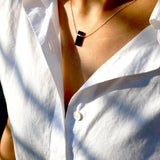 (ブラックオニキス/silver) rect bandage necklace