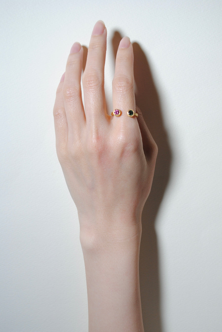 ピンクトルマリン_グリーントルマリン/gold) twin gap ring