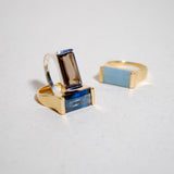 (スモーキークオーツ/silver) rect board ring