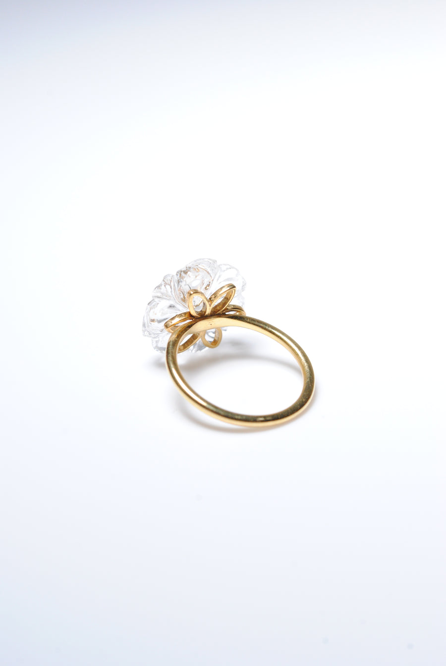 (Crystal &amp; Rainbow Moonstone) Flower Carving Ring