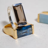 (スモーキークオーツ/silver) rect board ring