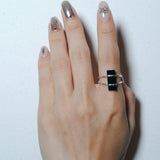 (ブラックオニキス/silver) rect bandage ring