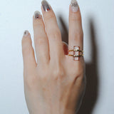 (ピンクアメジスト/gold) rect bandage ring