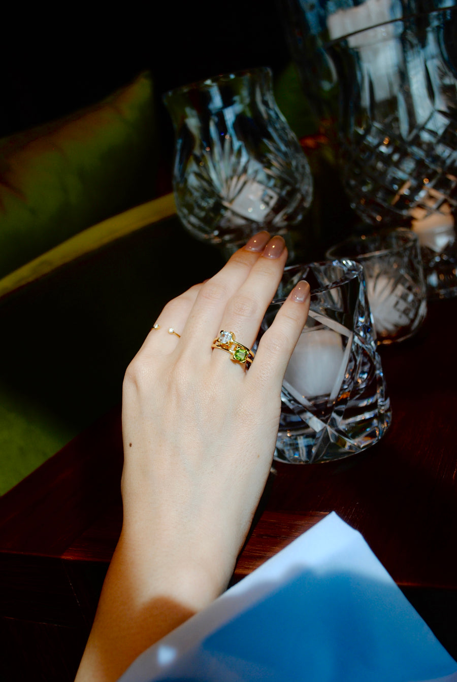 (モアサナイト/ gold：silver)  starry gap ring