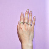 (モアサナイト/gold）handwritten double finger ring