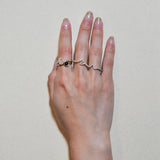 (モアサナイト/gold）handwritten double finger ring