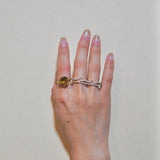 (モアサナイト/gold）handwritten double finger ring