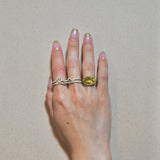 (モアサナイト/gold）handwritten double finger ring