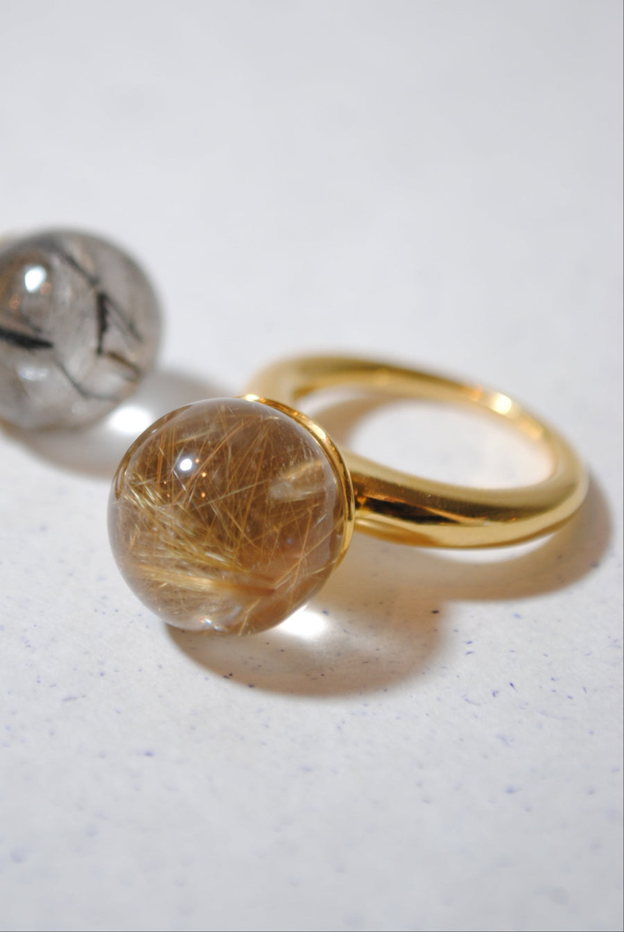 (ブラックルチル/gold) acorn ball ring