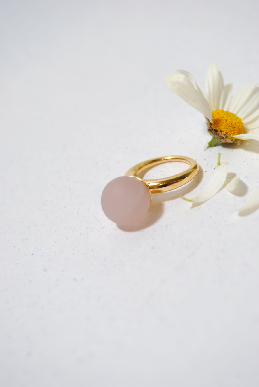 (マットローズクオーツ/gold) acorn ball ring