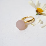 (マットローズクオーツ/gold) acorn ball ring