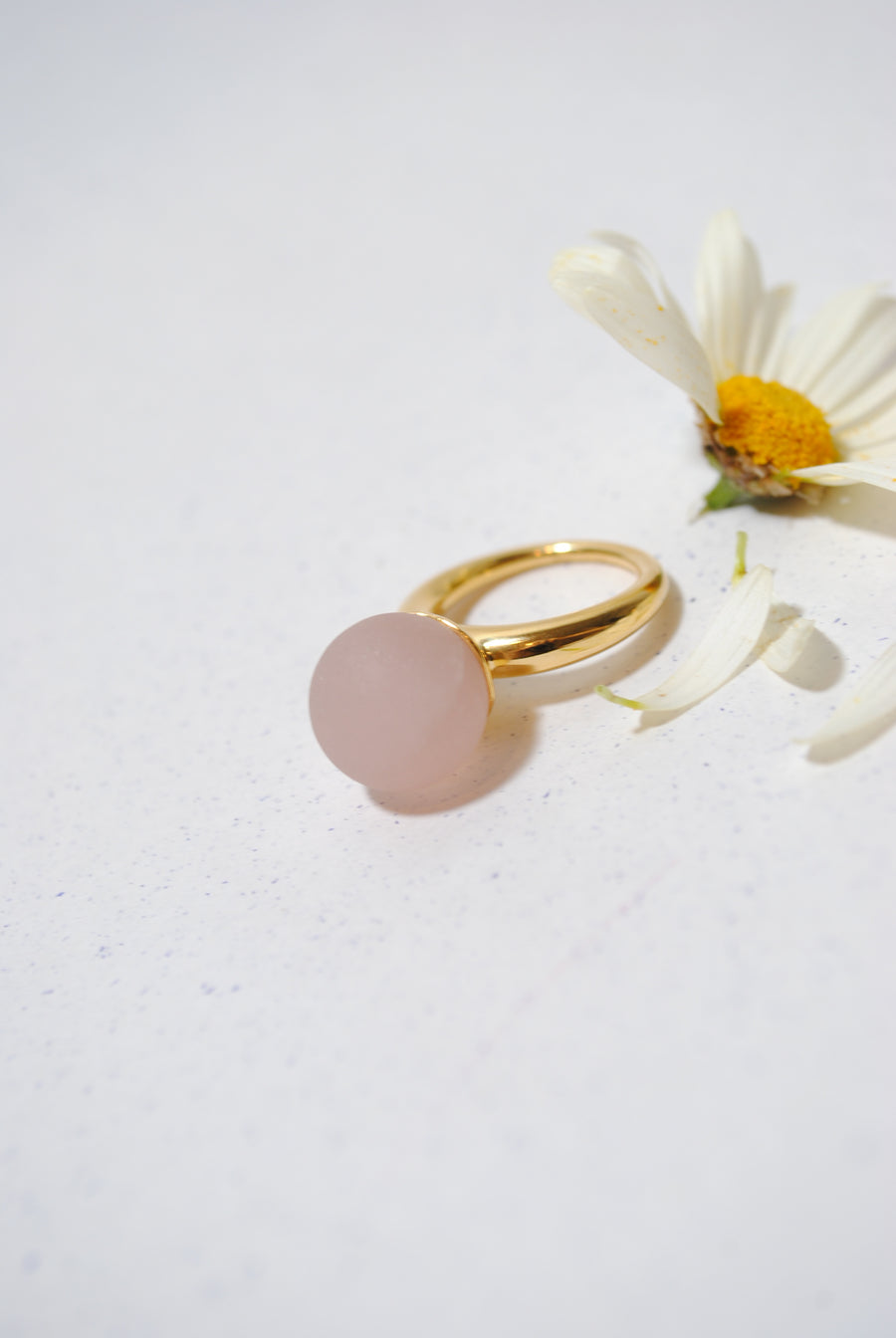 (マットローズクオーツ/gold) acorn ball ring