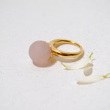 (マットローズクオーツ/gold) acorn ball ring