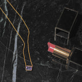 (ピンクアメジスト/gold) octagon tile necklace