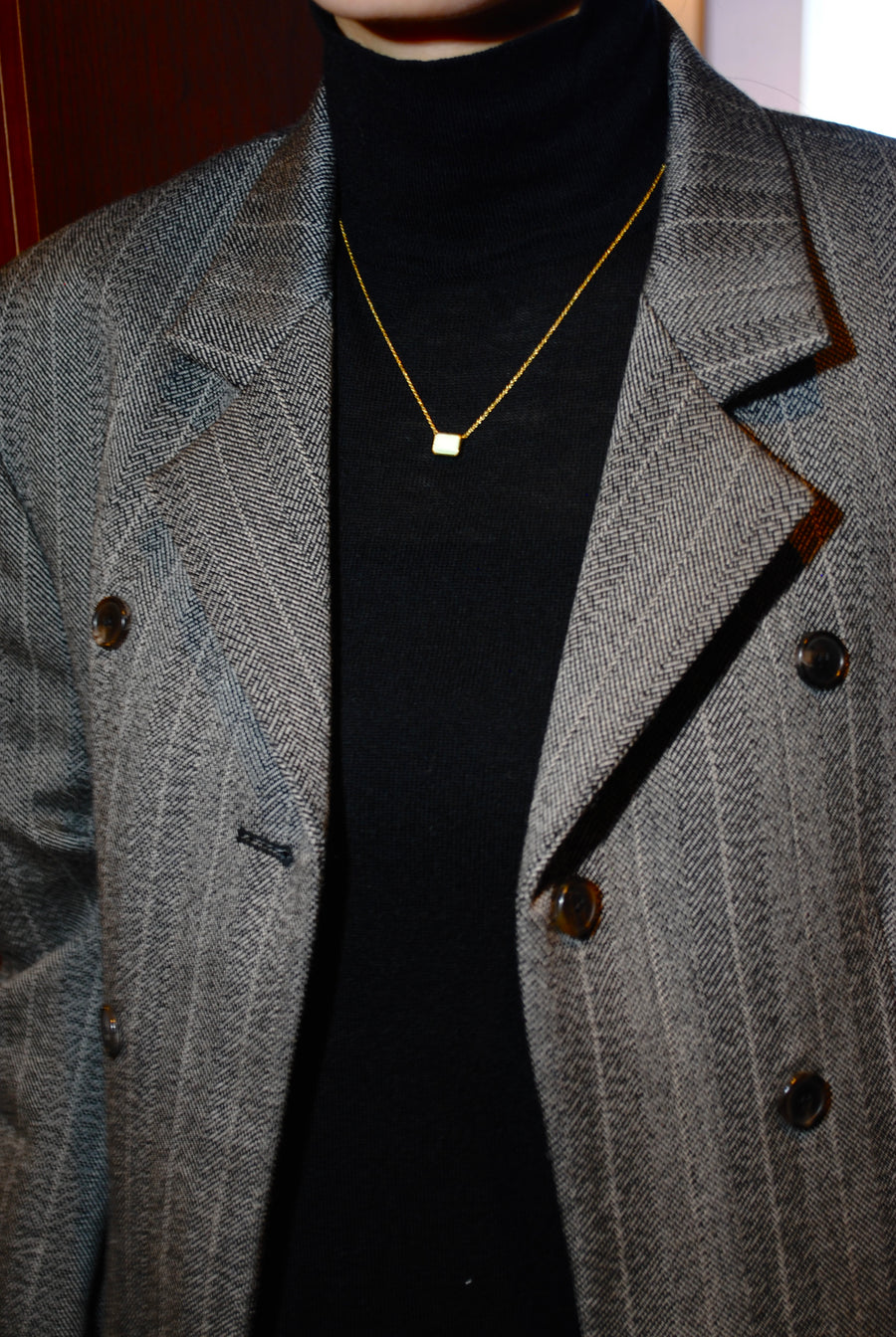 (レモンクリソプレーズ/gold) octagon tile necklace