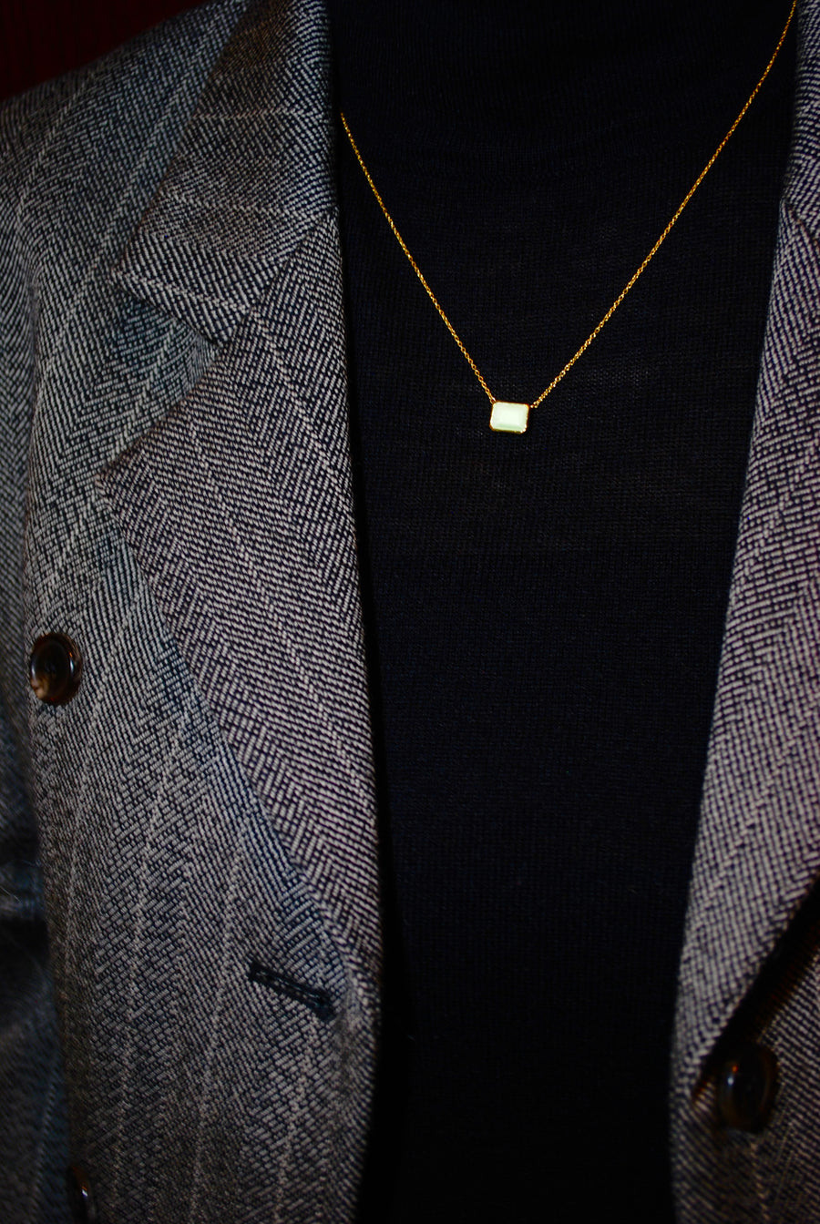 (レモンクリソプレーズ/gold) octagon tile necklace