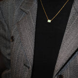 (レモンクリソプレーズ/gold) octagon tile necklace